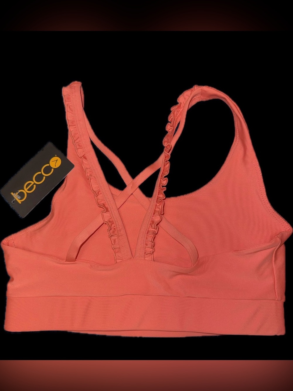 BECCA Coral Ruffle-Strap Swim Sports Bra